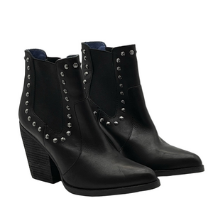 Dingo Black Ankle Boots Stay Sassy Western Cowboy Silver Studs Heeled Womens 10